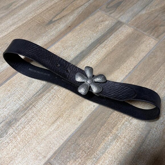 silpada designs black leather belt silver-tone daisy flower - Picture 3 of 4